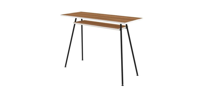 Bureau télétravail LV1 H.75 x L.100 x P.40 cm plateau noyer piètement noir