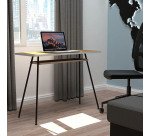 Bureau télétravail LV1 H.75 x L.100 x P.40 cm plateau noyer piètement noir