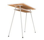 Bureau télétravail LV1 H.75 x L.100 x P.40 cm plateau noyer piètement blanc