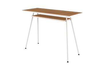 Bureau télétravail LV1 H.75 x L.100 x P.40 cm plateau noyer piètement blanc