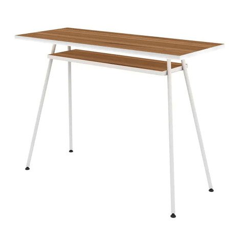 Bureau télétravail LV1 H.75 x L.100 x P.40 cm plateau noyer piètement blanc