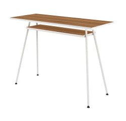 Bureau télétravail LV1 H.75 x L.100 x P.40 cm plateau noyer piètement blanc