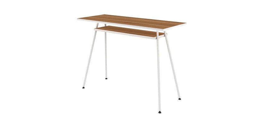 Bureau télétravail LV1 H.75 x L.100 x P.40 cm plateau noyer piètement blanc