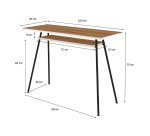 Bureau télétravail LV1 H.75 x L.100 x P.40 cm plateau noyer piètement noir