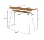 Bureau télétravail LV1 H.75 x L.100 x P.40 cm plateau noyer piètement blanc