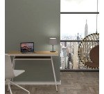 Bureau télétravail LV1 H.75 x L.100 x P.40 cm plateau noyer piètement blanc