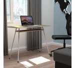 Bureau télétravail LV1 H.75 x L.100 x P.40 cm plateau noyer piètement blanc