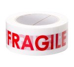 Ruban adhésif d'emballage Polypropylène blanc imprimé "Fragile", 45 microns, 50 mm x 66 m