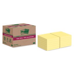 Notes repositionnables recyclées jaunes pastel Super Sticky Post-it - bloc de 70 feuilles
