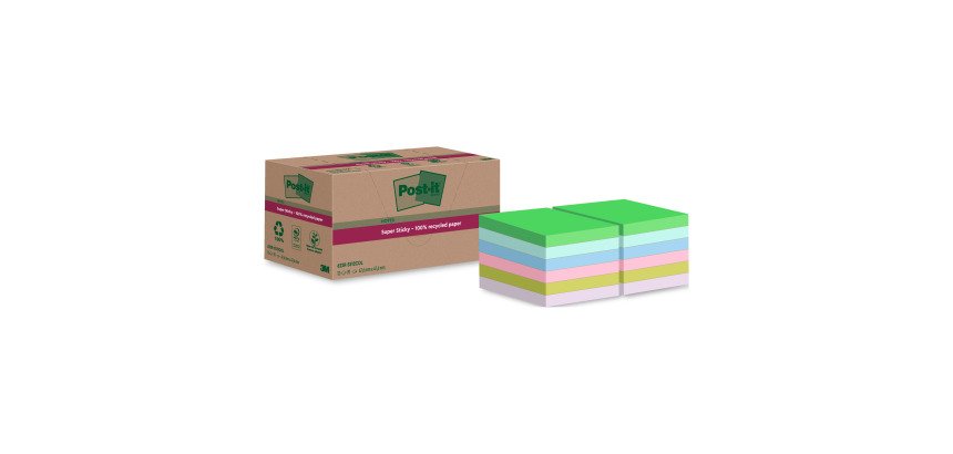 Notes recyclées couleurs Super Sticky Post-it - bloc de 70 feuilles