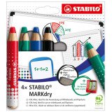 Crayon marqueur effaçable à sec STABILO MARKdry - Etui de 4