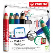 Crayon marqueur effaçable à sec STABILO MARKdry - Etui de 4