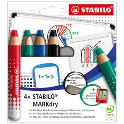Crayon marqueur effaçable à sec STABILO MARKdry - Etui de 4
