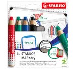 Crayon marqueur effaçable à sec STABILO MARKdry - Etui de 4