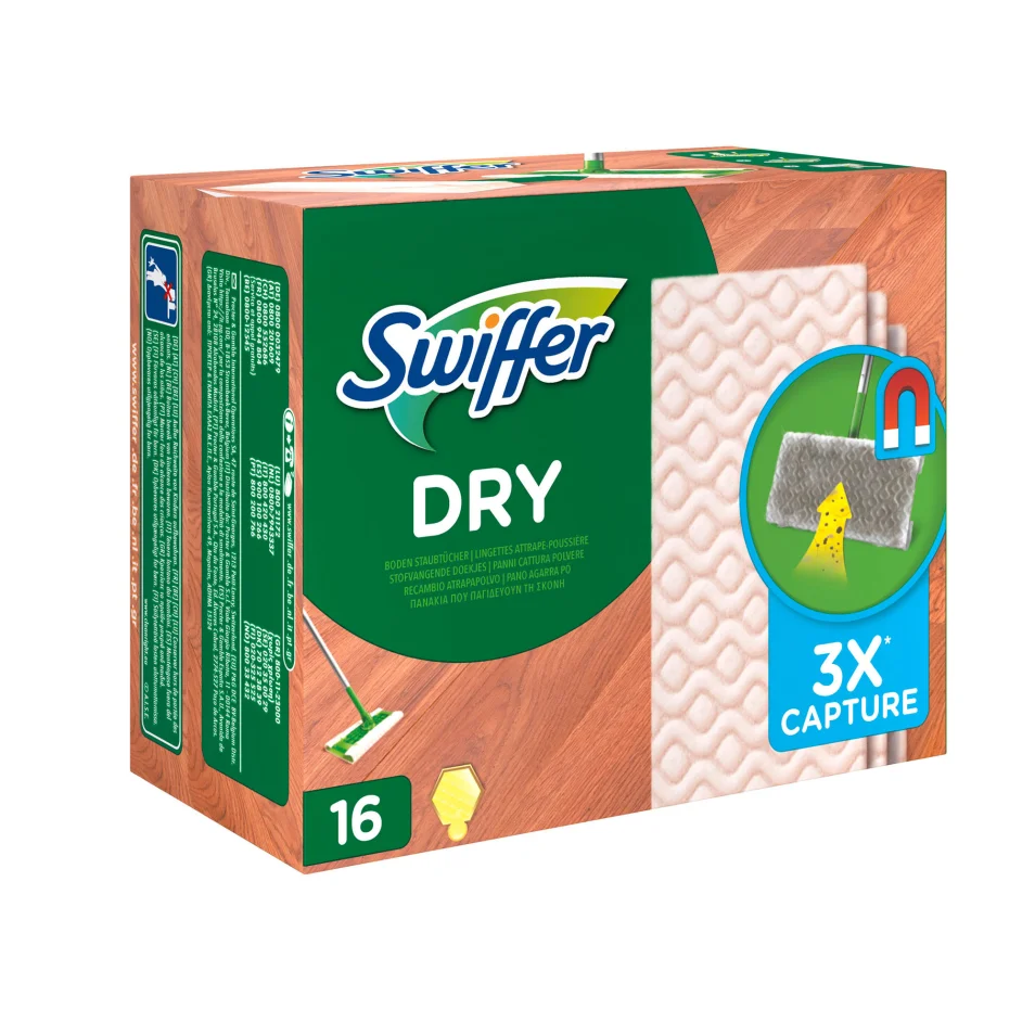SWIFFER Kit 1 Balai + 8 Lingettes sèches pour sol