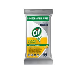 Salviette multiuso detergenti biodegradabili Cif Professional Clean & Shine - 4 da 100 unità