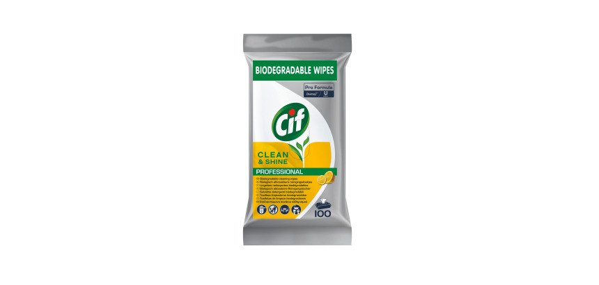 Salviette multiuso detergenti biodegradabili Cif Professional Clean & Shine - 4 da 100 unità