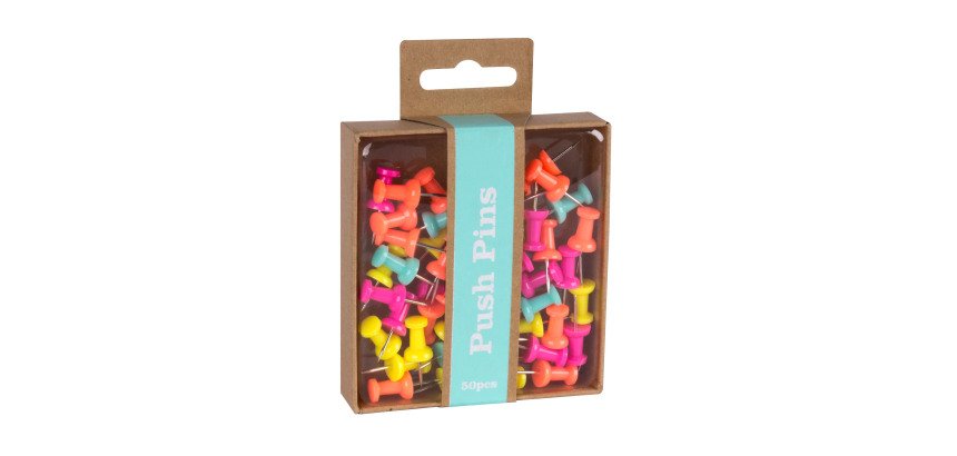 Agujas señalizadoras Push pins Fluor Collection Apli - Caja de 50