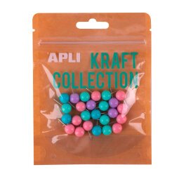 Agujas de señalizar push pins de colores surtidos Kraft Collection Apli - Bolsa de 25