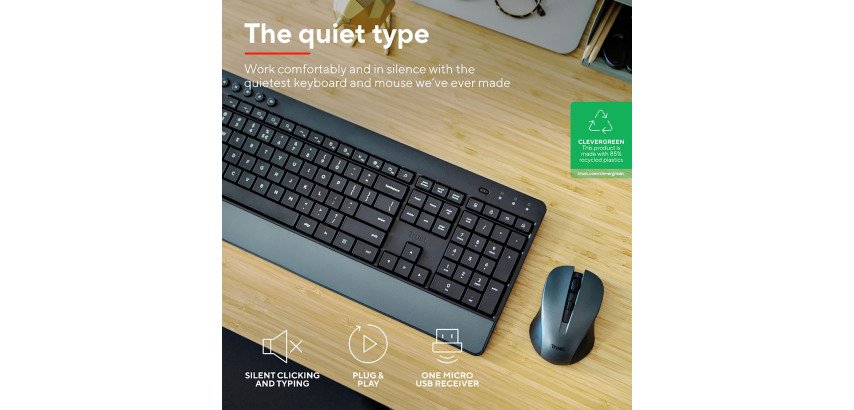 SET TASTIERA+MOUSE TREZO WIRELESS DESKSET ECO TRUST