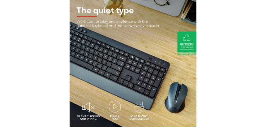 SET TASTIERA+MOUSE TREZO WIRELESS DESKSET ECO TRUST