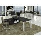 Scrivania managerale Florida l 225 x p 90 x h 74 cm piano nero venato con gambe metal bianco lucido a sezione quadrata