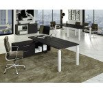 Scrivania manageriale Florida p 90 x h 74 cm con mobile di servizio portante reversibile con 4 gambe in acciaio a sezione quadrata