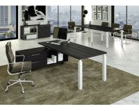 Scrivania manageriale Florida p 90 x h 74 cm con mobile di servizio portante reversibile con 4 gambe in acciaio a sezione quadrata