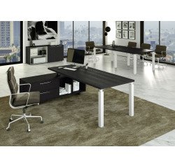 Scrivania manageriale Florida p 90 x h 74 cm con mobile di servizio portante reversibile con 4 gambe in acciaio a sezione quadrata