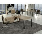 Scrivania manageriale Florida p 90 x h 74 cm con mobile di servizio portante reversibile con 4 gambe in acciaio a sezione quadrata