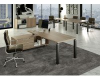 Scrivania manageriale Florida p 90 x h 74 cm con mobile di servizio portante reversibile con 4 gambe in acciaio a sezione quadrata