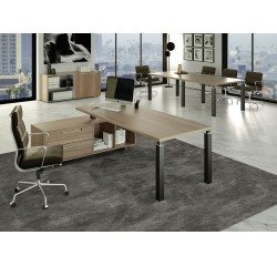 Florida managerial desk, 90 x 74 cm high, with reversible supporting service unit with 4 square-section steel legs