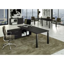 Scrivania manageriale Florida 195 cm nero venato 4 gambe metallo nero opaco