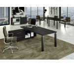 Scrivania manageriale Florida p 90 x h 74 cm con mobile di servizio portante reversibile con 4 gambe in acciaio a sezione quadrata