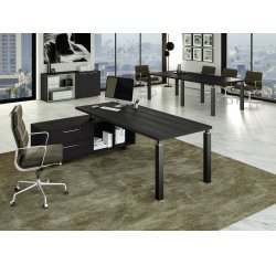 Scrivania manageriale Florida p 90 x h 74 cm con mobile di servizio portante reversibile con 4 gambe in acciaio a sezione quadrata