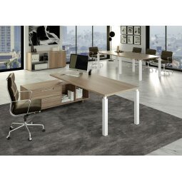 Scrivania managerale Florida l 195 x p 90 x h 74 cm piano ciliegio arabis con gambe metal bianco lucido a sezione quadrata