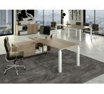 Scrivania manageriale Florida p 90 x h 74 cm con mobile di servizio portante reversibile con 4 gambe in acciaio a sezione quadrata
