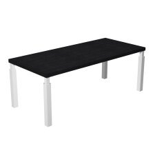 Scrivania direzionale Florida l 210 x p 90 x h 74 cm piano nero venato con 4 gambe metal bianco lucido a sezione quadrata