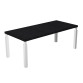 Scrivania direzionale Florida l 210 x p 90 x h 74 cm piano nero venato con 4 gambe metal bianco lucido a sezione quadrata