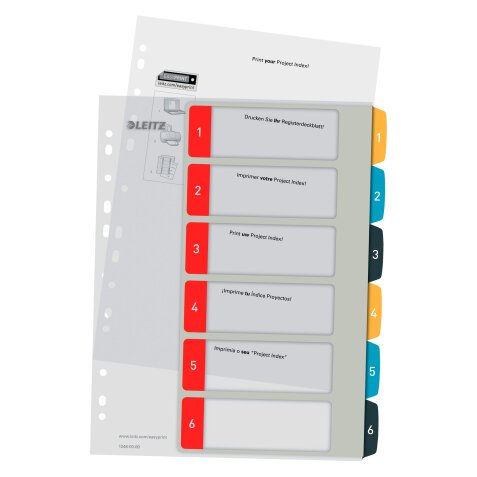 Divisori numerici in PP 1-6 A4 Maxi con indice stampabile Leitz Cosy