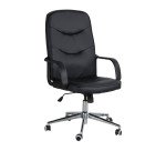 Poltrona Direzionale Ginevra in tessuto effetto pelle colore nero