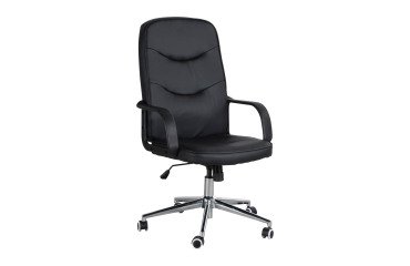 Poltrona Direzionale Ginevra in tessuto effetto pelle colore nero