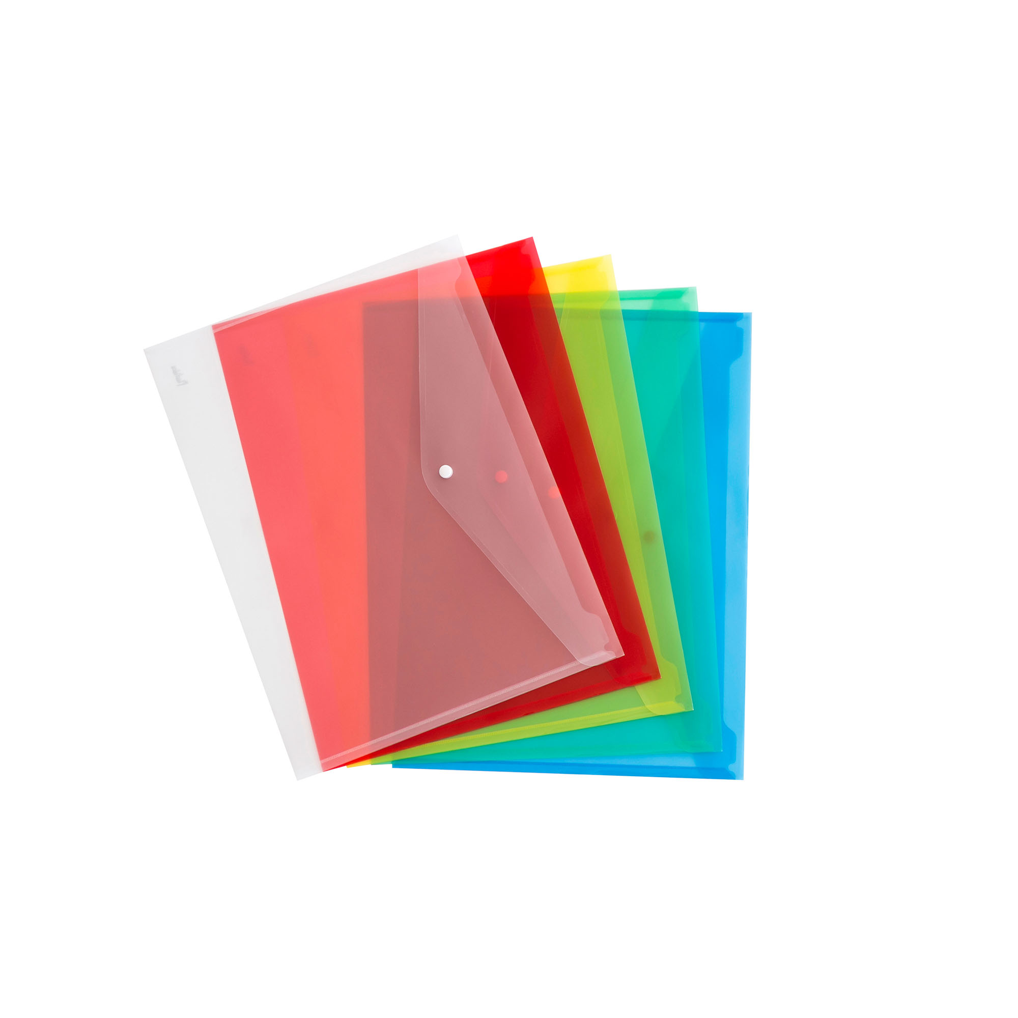 Buste Con Bottone A4 – 5 Pezzi In PVC Semitrasparente, Colore Rosso, Per Documenti E Ufficio