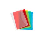 Buste con bottone A3 in polipropilene trasparente 5 pezzi colori assortiti