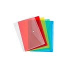 Buste con bottone A3 in polipropilene trasparente 5 pezzi colori assortiti