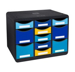 Classifying module Exacompta Storebox 11 drawers - black/blue assortment