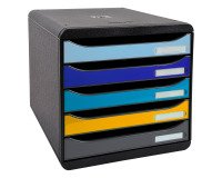 Module de classement Exacompta Big Box Plus 5 tiroirs - noir / bleu / safran