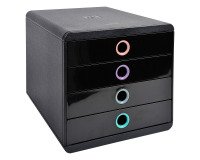 Klassierungsmodul Leitz Exacompta Pop Box schwarz 4 Schubladen Sortiment Pastellfarben