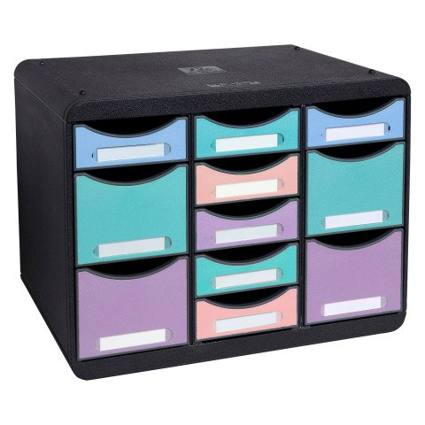 Módulo de almacenamiento de 11 cajones Storebox de Exacompta surtidos pastel