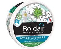 Pack 2 pots de désodorisant gel Boldair destructeur d'odeurs Thé vert et aloé véra 300 g + 1 OFFERT